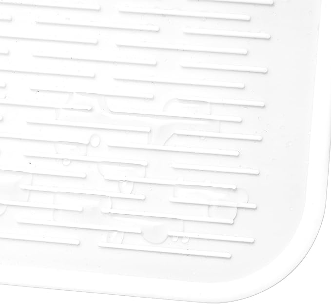 Silicone Dish Drying Mat for Multiple Usage,Easy clean,Eco-friendly,Heat-resistant Silicone Mat for Kitchen Counter or Sink,Refrigerator or Drawer Liner White 5XL 36inches x 18inches