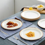 10.5-inch Porcelain Dinner Plate Set of 6 - Microwave, Oven and Dishwasher Safe, Scratch Resistant. (Cozy Orange)