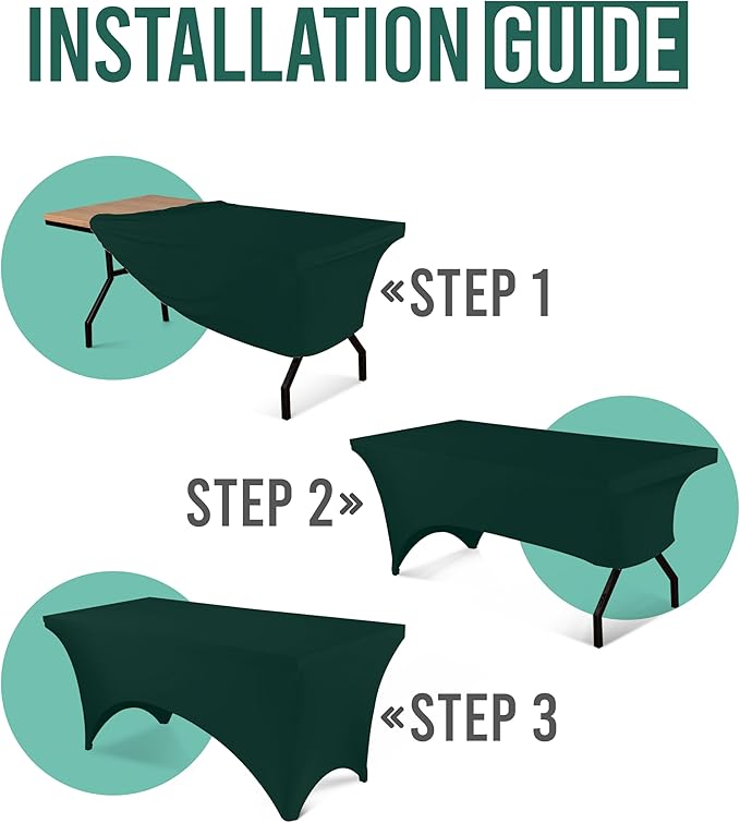 Utopia Kitchen 6FT Spandex Tablecloth [2 Pack, Hunter Green] 200 GSM Stretch, Fitted, Washable and Wrinkle Resistant Table Cloth Rectangle Cover for Trade Shows, Wedding, Parties [72Lx30Wx30H Inch]