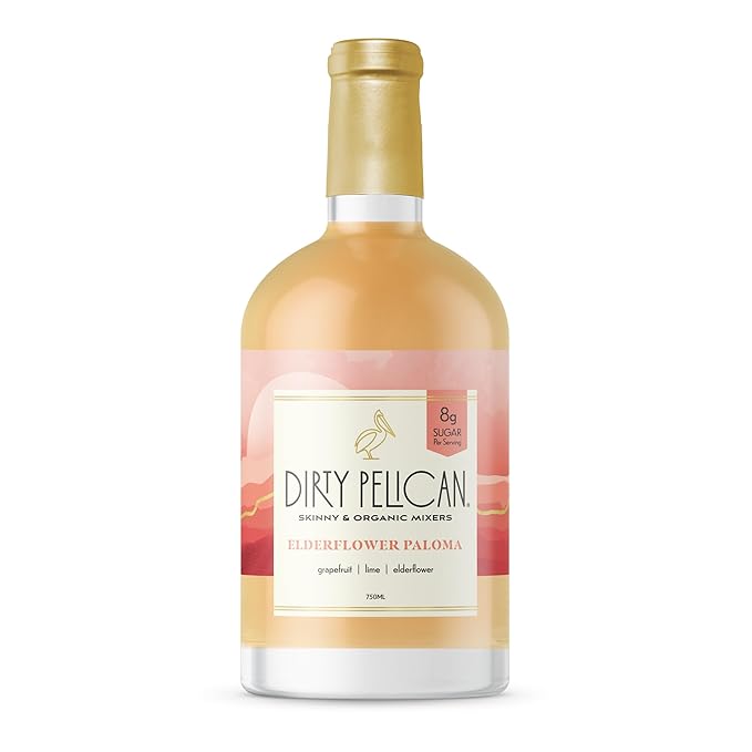 Dirty Pelican Cocktail Mixers - Elderflower Paloma - Skinny & Organic Drink Mixes for Cocktails - Low Calorie Mocktails - Low Sugar - Vegan - Gluten Free - No Preservatives - 750ml (1 Bottle)