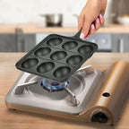 TIKUSAN Takoyaki Pan Cast Iron Takoyaki Maker Skillet Griddle Japanese Octopus Meat Ball Mold Maker for Gas Heater (9 Molds)