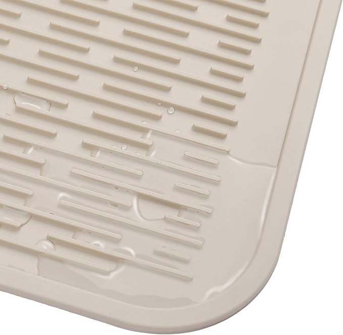 Silicone Dish Drying Mat for Multiple Usage,Easy clean,Eco-friendly,Heat-resistant Silicone Mat for Kitchen Counter or Sink,Refrigerator or Drawer Liner Tapioca 2XL 24 inches x 18 inches