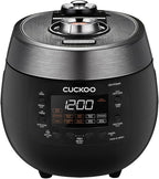 CUCKOO CRP-RT0609FB 6-Cup (Uncooked) / 12-Cup (Cooked) Twin Pressure Rice Cooker & Warmer with Nonstick Inner Pot, 14 Menu Options, Safe Steam Release, 3 Voice Guide, Auto Clean (Black)