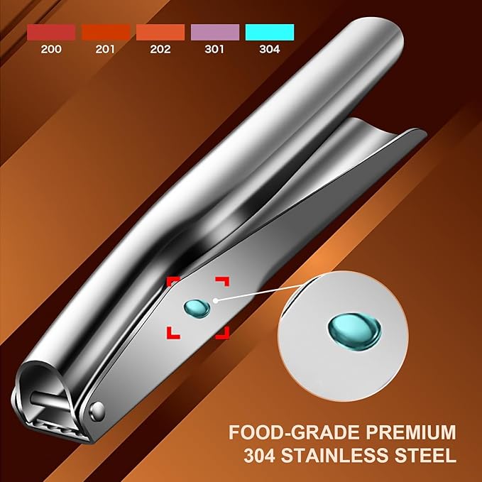 Stainless Steel Garlic Press,Premium Garlic Crusher & Mincer - Leak-Proof, Easy to Clean, Rust-resistant, Dishwasher Safe!