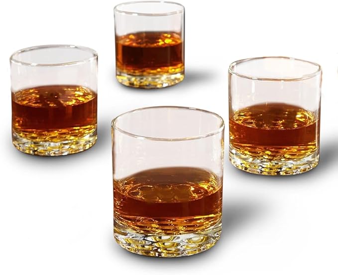 HomeWetBar Liquor Glass Set of 4 for Whiskey, Bourbon, and Cocktails. Perfect Set for Whiskey Lovers