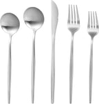 MIKIWAY 20-Piece Silverware Set for 4, Stainless Steel Flatware, Matte Cutlery Tableware, Kitchen Utensils Include Spoons and Forks, Satin Polished, Dishwasher Safe