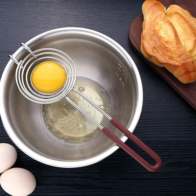 Stainless Steel Egg Yolk Separator Tool - Professional-Grade Egg White Divider with Ergonomic Handle for Baking and Cooking