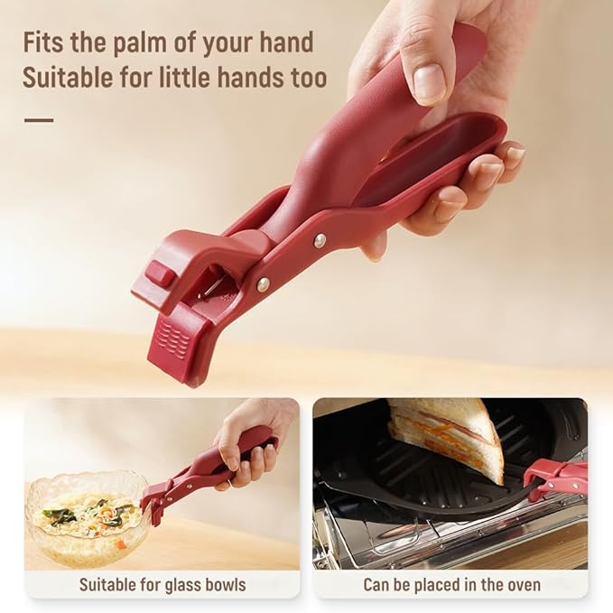 Silicone Non-Slip Heat Insulation Anti-Scald Clip,Multi-Function Anti-Scald Bowl Clip Hot Bowl Dish Plate Gripper Clips,Multi-Purpose Anti-Scald Bowl Holder Clip Tongs Clamp Holder for Kitchen (Grey)