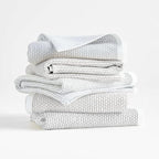 Realm 100% Cotton Dobby Textured Kitchen Dish Cloths | Pebble Grey 13" x 13" Inch Soft, Plush & Absorbent Quick Drying Dish Towels (6 Pack)