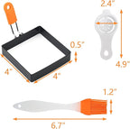 Square Egg Ring for Frying - 2 Pcs 4 Inch Egg Pancake Cooking Rings, Non Stick Stainless Steel Omelet Maker for Griddle Breakfast Sandwiches, Crumpet