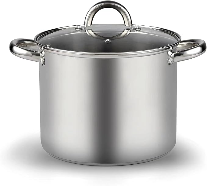Cook N Home Stockpot with Lid, Basics Stainless Steel Soup Pot, 12-Quart