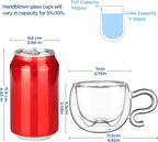 ecooe 4.4 Oz Cute Cat Double Wall Glasses Espresso Cups Set of 2, Demitasse Cups, Espresso Shots Coffee Cups Birthday Christmas Gifts for Women,Men, Mum, Kids, 130 ml (full capacity)