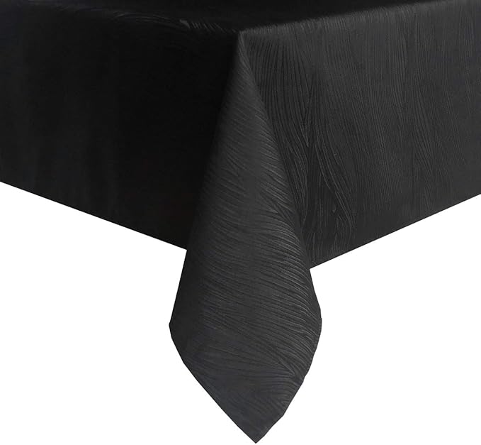 maxmill Jacquard Tablecloth Swirl Design Spillproof Wrinkle Free Heavy Weight Soft Table Cloth Decorative Fabric Table Cover for Outdoor and Indoor Use Oblong 60 x 120 Inch Black