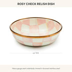 MACKENZIE-CHILDS Enamel Dipping Bowl, Small Serving Bowl for Entertaining, Pink-and-White Rosy Check