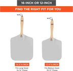 Pizza Peel - 16 x 14-inch Aluminum Metal Spatula Paddle for Extra Large Pizzas. Foldable Wood Handle for Easy Storage, Pizza Oven Accessories. Premium Tool for Baking Homemade Pizza Bread.