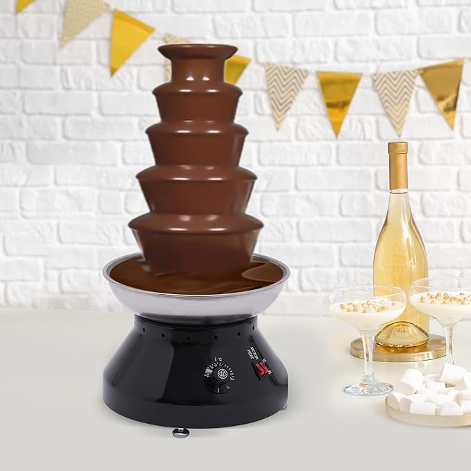 Chocolate Fountain Commercial Hot Chocolate Fondue Tower 5 Tier 7 lb Large Capacity Stainless Steel Chocolate Melting Heating Machine for Nacho Cheese Liqueurs Party Wedding