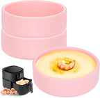 Silicone Egg Molds - 2Pcs Air Fryer Bites Molds, 4 Inch Reusable Maker Pan, Muffin Microwave Cooker Oven Dishwasher Safe (Pink)