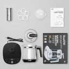 Electric Kettle Temperature Control Glass Tea Kettle Programmable Control Tea Pot, 2 Liter Stainless Steel Tea Maker & Coffee Kettle with Tea Infuser, Egg Cooker and Yogurt Box, BLACK