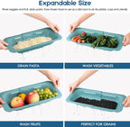 Collapsible Colander Kitchen Extendable Strainer Fruits Vegetables Noodle Pasta Food Drain Basket Space-Saver Portable Drainer Over Sink(1, 2#White)