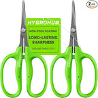Garden Scissors, 2PCS 6in Pruning Shears Snips Non-stick Coated Sharp Steel Blades - Gardening Tools Garden Shears for Plants Herb Flowers in Grow Tent and Hydroponics