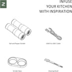 Salt and Pepper Grinder Set with LED Power Display,Larger Capacity Salt and Pepper Shakers Set Electric Rechargeable with Flexible Coarsenes,LED Light,One Hand Operation for Kitchen(Blue)