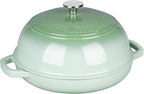 Enameled Cast Iron Dutch Oven Pot with Lid, Bread Oven for Sourdough Bread Baking, Dutch Ovens with Bread Proofing Basket& Baking Supplies Set, 6 Quart, Green