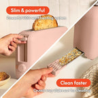 bella 2 Slice Slim Toaster, Fits-anywhere™ Kitchenware, 6 Setting Shade Control with Reheat & Cancel Buttons, Fits sourdough, 10” Long Slot, Anti Jam & Auto Shutoff, 900 Watt, Blossom