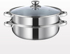 Steamer Pot for Cooking 5.0-Quart Steam Pot with Lid 2-tier Multipurpose Stainless Steel Steaming Cookware with Handle for Vegetable, Soups, Stews and Pasta