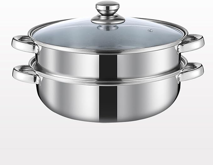 Steamer Pot for Cooking 5.0-Quart Steam Pot with Lid 2-tier Multipurpose Stainless Steel Steaming Cookware with Handle for Vegetable, Soups, Stews and Pasta