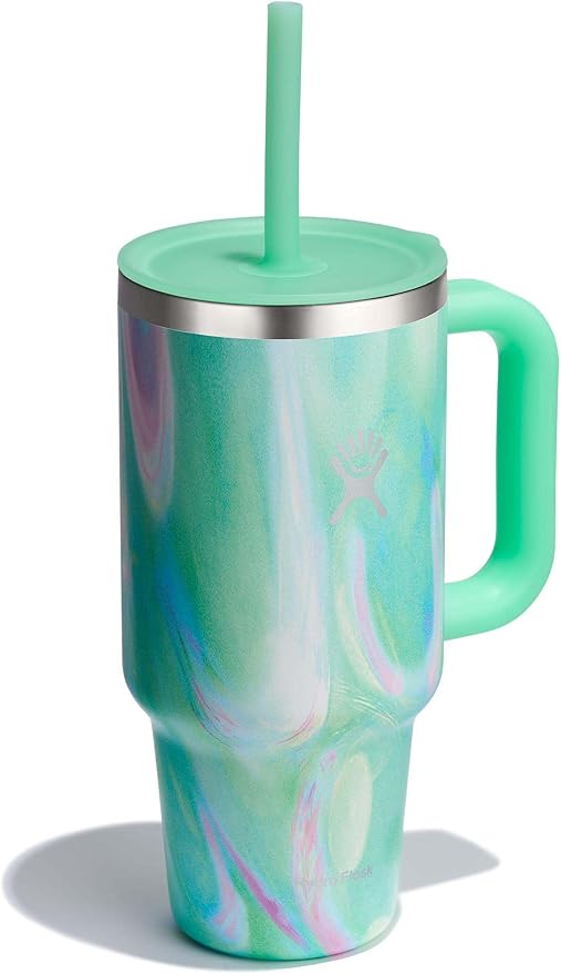 Hydro Flask 32 Oz Travel Tumbler with Handle, Lid and Straw - Insulated Stainless Steel in Jelly Green