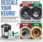 Keurig Compatible Descaling Solution. 2 Bottles of Descaler Solution. Descaling Kit Removes Limescale For Hotter Coffee. 4 Uses Descaler For Keurig Coffee Makers.