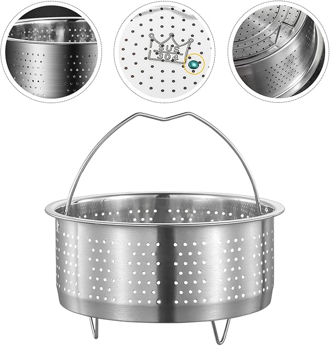 UPKOCH Mesh Strainer Steamer Basket Stainless Steel Vegetable Steamer Basket Steam Cooking Insert for Dumpling Steaming Basket with Handle for Veggie Fish Seafood Cooking, 20cm