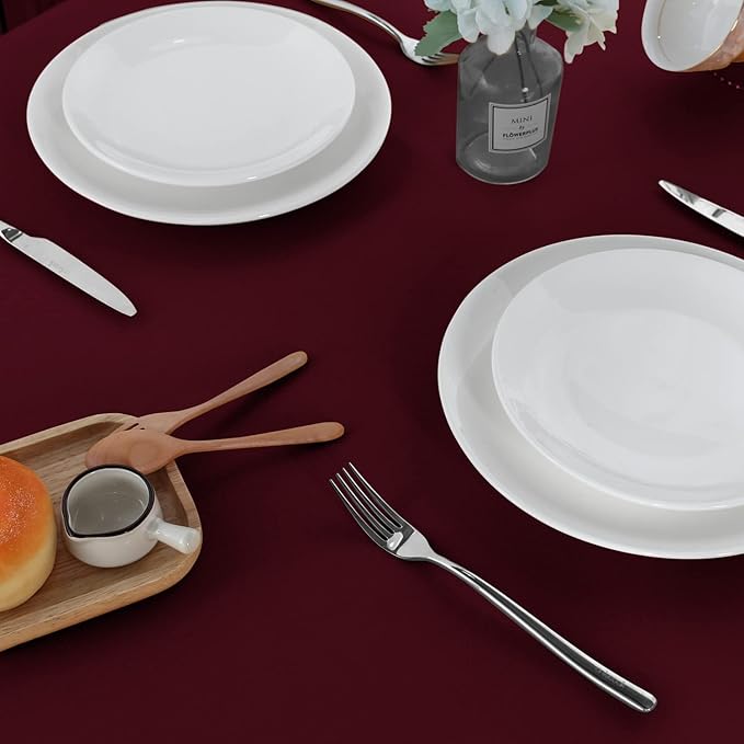 sancua 2 Pack Burgundy Tablecloth 60 x 120 Inch, Rectangle 8 Feet Table Cloth - Stain and Wrinkle Resistant Washable Polyester Table Cover for Dining Tables, Buffet Parties and Camping