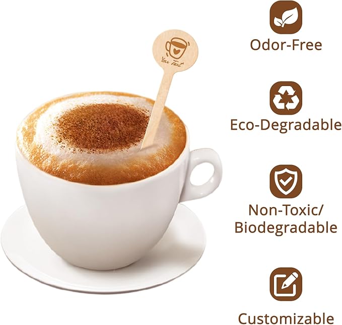 5.98inch Custom Drink Stirrers, Wooden Coffee Stirrers 50 Count Personalized Stir Sticks Wood Beverage Mixer with Smooth Ends, Swizzle Sticks for Wedding Cocktail (5.98inch)