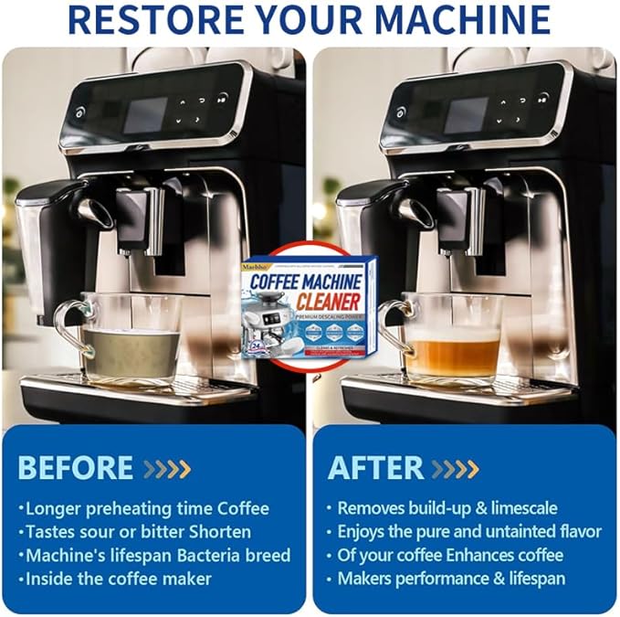 Coffee Machine Cleaner Descaler Tablets - 24 Count Coffee Maker Cleaner Tablets Deep Cleaning and Descaling Compatible With Nespresso, Keurig, Ninja, Delonghi, Miele,Breville