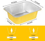 40 Pack 3 LB Gold Aluminum Foil Pans with Lids Heavy Duty (8.7"×6.5"×2.4") Foil Food Containers with Lids, 50oz Tin Foil Pans with Lids for Baking, Meal Prep, Freezer, Heating and Takeout