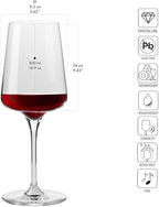 Krosno Red Wine Glasses | Elegant Design | Set of 6 | 16.9 oz | Infinity Collection | Ideal for Home, Restaurants and Receptions | Dishwasher Safe | Lead-Free Crystal Glass