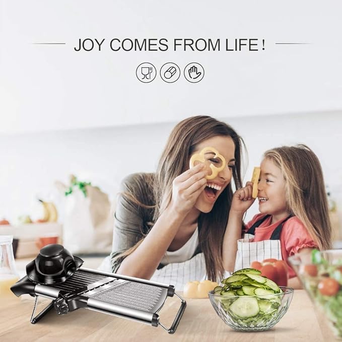 Masthome Mandoline Food Slicer Adjustable Thickness for Cheese Fruits Vegetables Stainless Steel Food Cutter Slicer Dicer with Extra Brush and Blade Guard for Kitchen