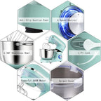 Aucma Stand Mixer,6.5-QT 660W 6-Speed Tilt-Head Food Mixer, Kitchen Electric Mixer with Dough Hook, Wire Whip & Beater (6.5QT, Blue)
