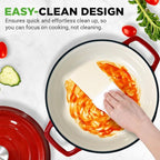 NutriChef Enameled Cast Iron Dutch Oven - 5-Quart Kitchen Round Dutch Oven Stovetop Casserole Cookware Braising Pot, Porcelain Enamel Coated Cast-Iron Baking Pots w/ Self Basting Lid