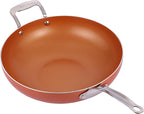 MasterPan Copper tone 12-inch Ceramic Non-stick Wok with Lid
