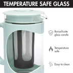 Primula Burke Deluxe Cold Brew Iced Coffee Maker, Comfort Grip Handle, Durable Glass Carafe, Removable Mesh Filter, Perfect 6 Cup Size, Dishwasher Safe, 1.6 qt, Aqua