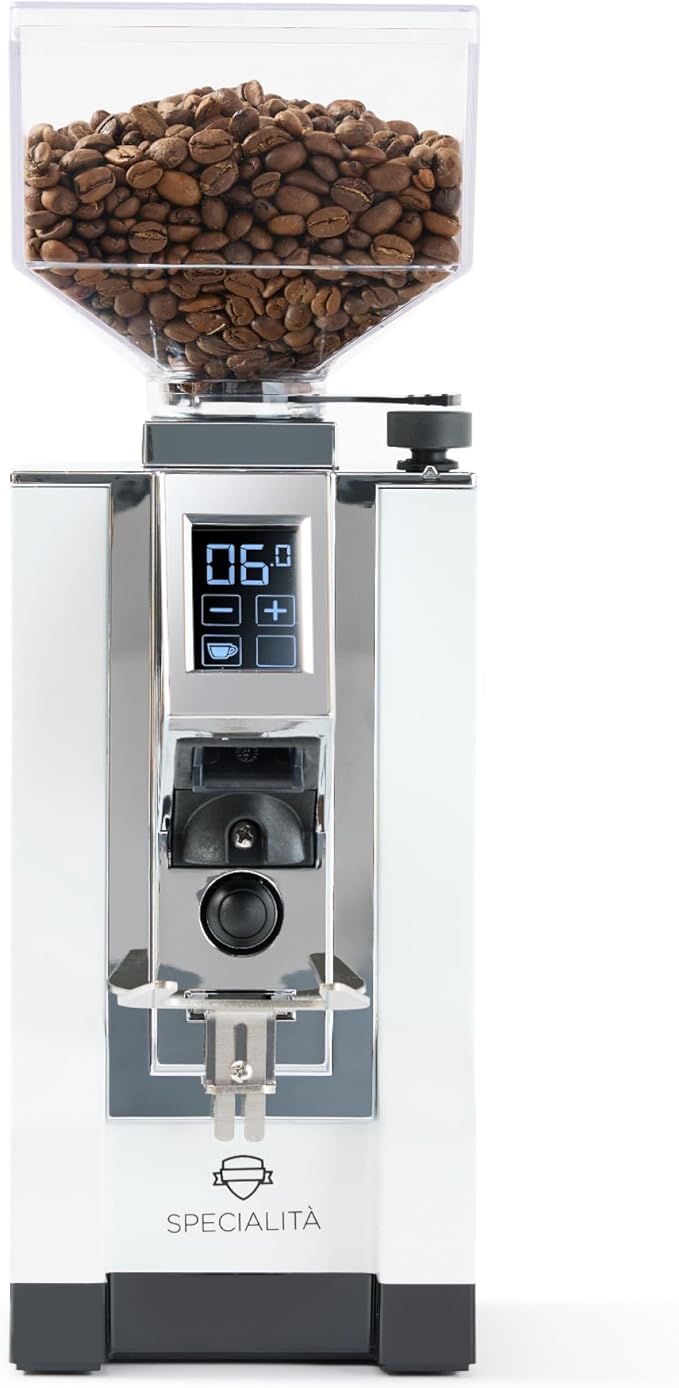 Eureka Mignon Specialita Espresso Grinder | Sound-Insulated | Stepless 55mm Burrs | Touchscreen | White