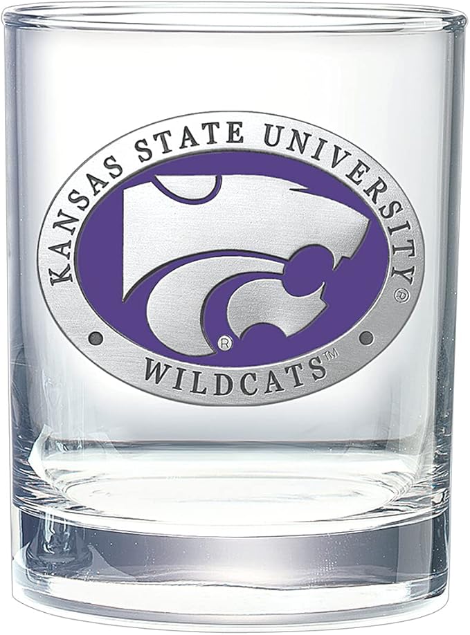 Heritage Pewter Kansas State University Wildcats Double Old Fashion | Double Rocks Glass 14 OZ for Liquor | Expertly Crafted Pewter Glass
