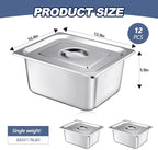 Mifoci 12 Pack Stainless Steam Hotel Pan with Lid, 1/2 Size X 6 Inch Deep Steam Table Pan Restaurant Supplies Reusable Anti Rust Steam Pan Water Pan for Home, Party, Restaurant, Hotel, Buffet