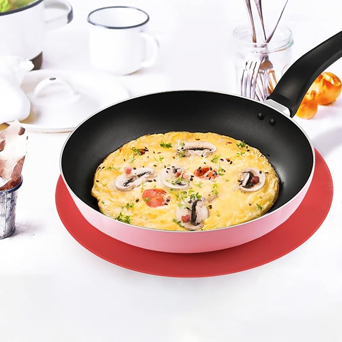 KooMall 12 10 8 Inch Multi-use Microwave Mat, Trivet, Pot Holders, Drying, Baking, Place Mat, Utensils Rest, Silicone Cover Pad for Hot Pot Pans Bowls Plates Dishes Kitchen Counter, Heat Resistant,Red