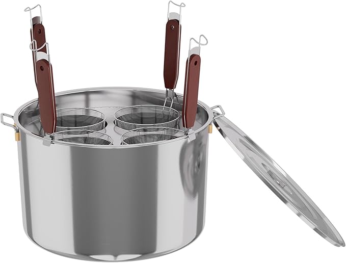 Pasta Pot With Strainer Basket,Large 4 Holes Pasta Pot with Insert for Cooking, Pot With Strainer Lid Stainless Steel for Home Kitchen
