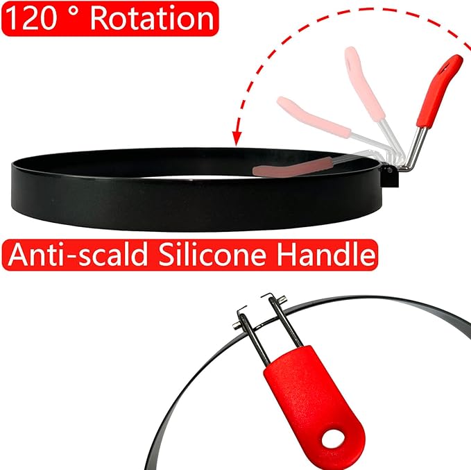 Egg Pancake Rings Mold, 2 Pack 6" Round Pancake Shaper Egg Mold Omelet Ring Stainless Steel Frying Eggs Ring with Silicone Handle for Griddle Sandwich Eggs Muffin Pancakes Burger Breakfast