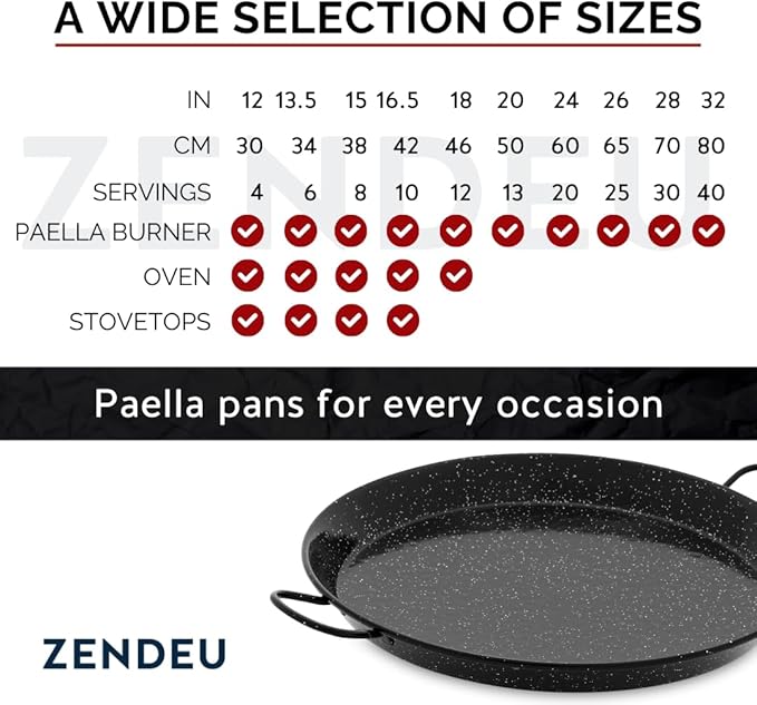 Enameled Paella Pan (Carbon Steel, 24 in - 60 cm (20 Servings))
