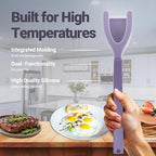 Silicone Egg Flipper Spatula Tongs (Set of 1) – Non-Stick 2-in-1 Grip & Flip Kitchen Tongs for Pancakes, Fish, Eggs, and More – Heat Resistant Cooking Tool (Black) (Purple)